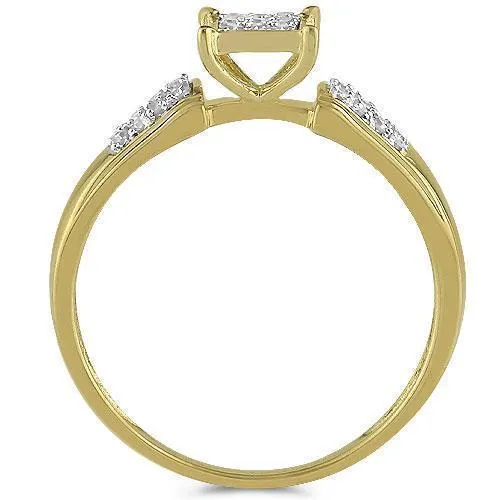 10K Yellow Gold Pave Diamond Wedding Ring Band Set 0.51 Ctw