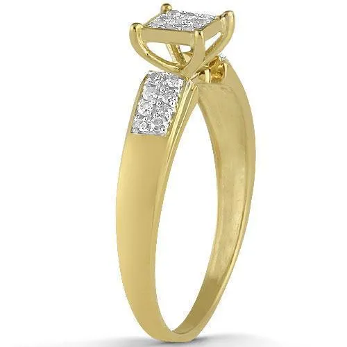 10K Yellow Gold Pave Diamond Wedding Ring Band Set 0.51 Ctw