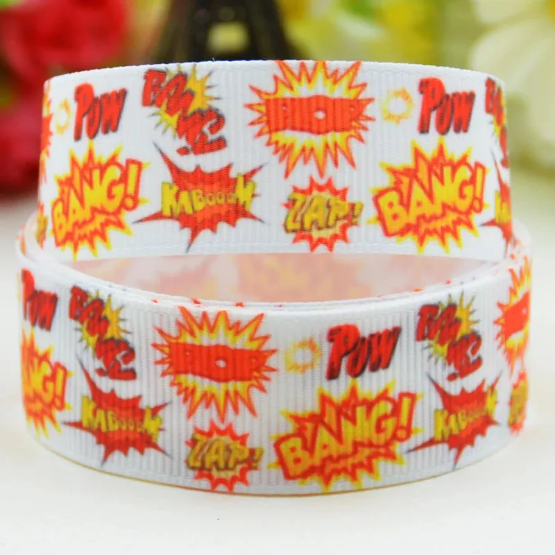 22mm 25mm 38mm 75mm Explosion Cloud Cartoon Character printed Grosgrain Ribbon party decoration 10 Yards Mul070