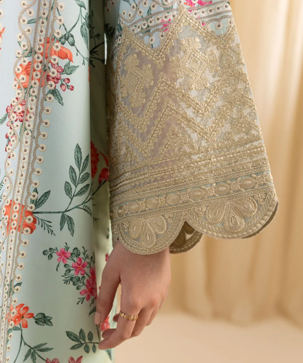 3 Piece -  Embroidered Silk Suit