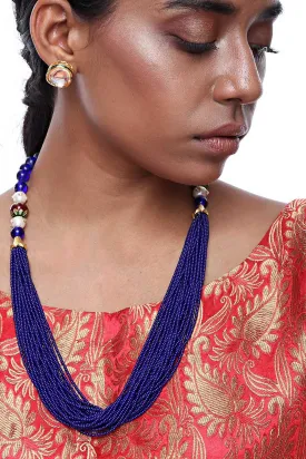 Alloy Necklace and Earring Sets in Blue