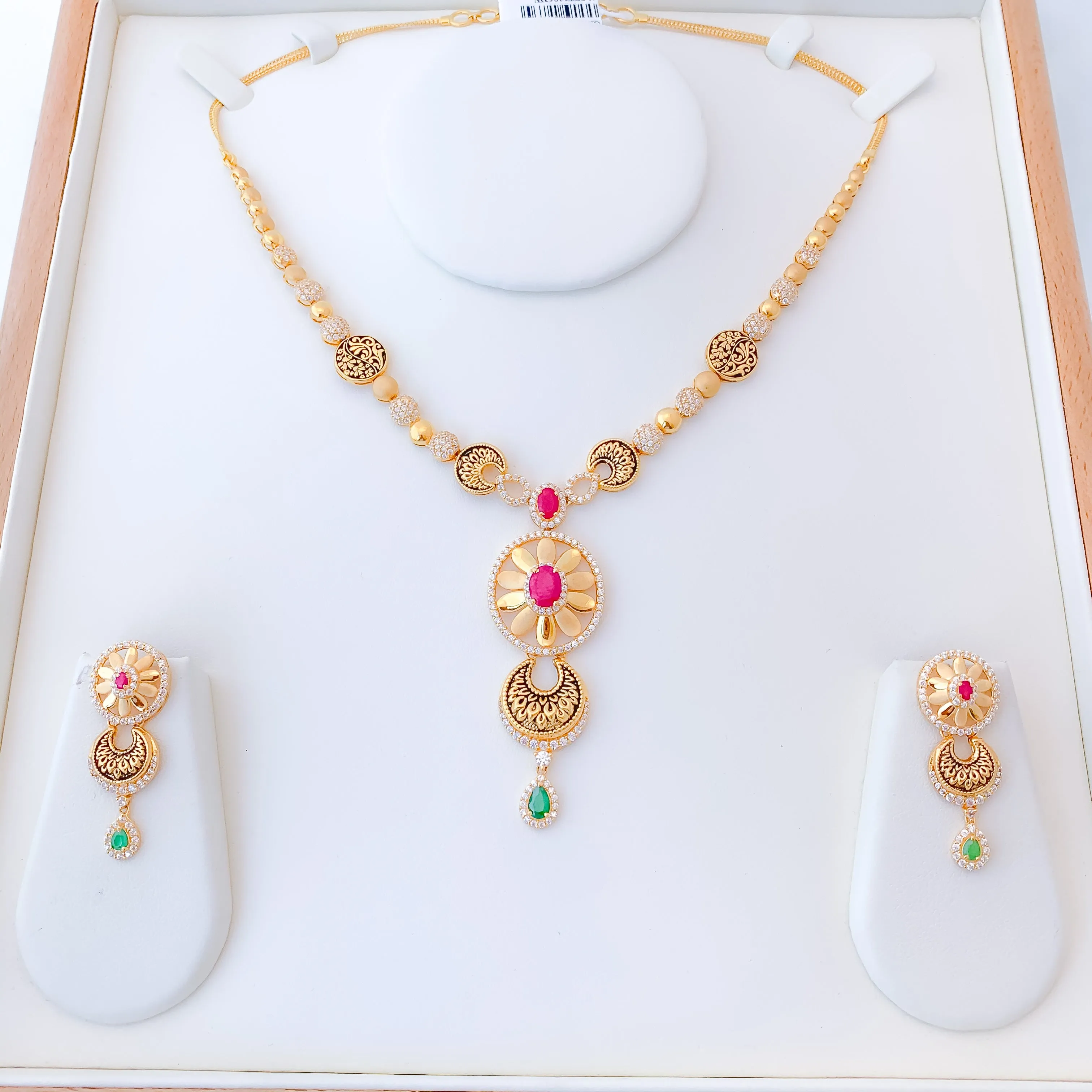 Antique Finish CZ Necklace Set