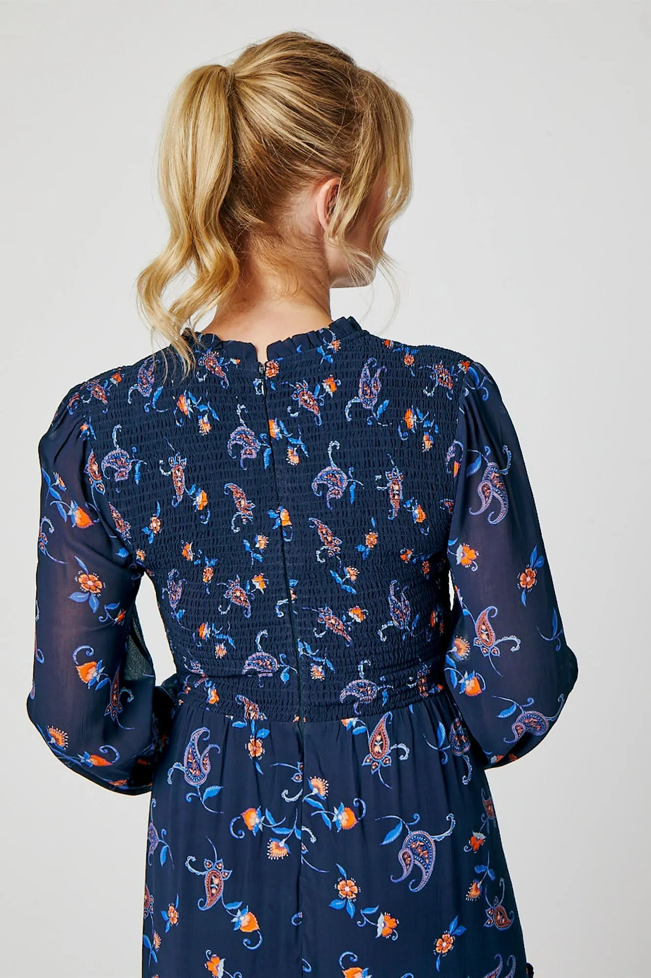 Arabelle Dress | Navy/Orange