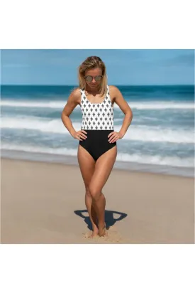 Arabesque Two-Tone One-Piece Swimsuit