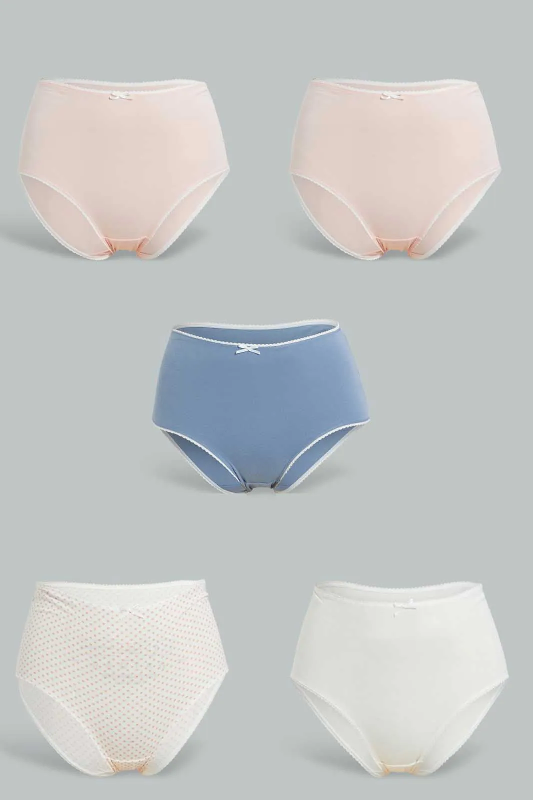 Assorted Bow Detailed Mama Brief Set (Pack of 5)