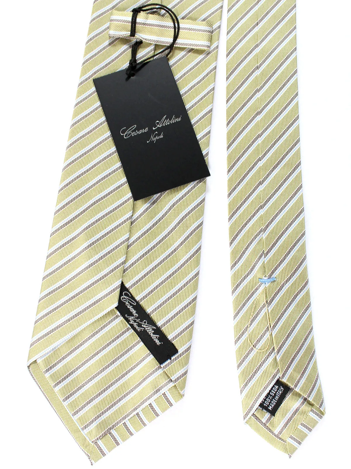 Attolini Silk Tie Olive Stripes FINAL SALE