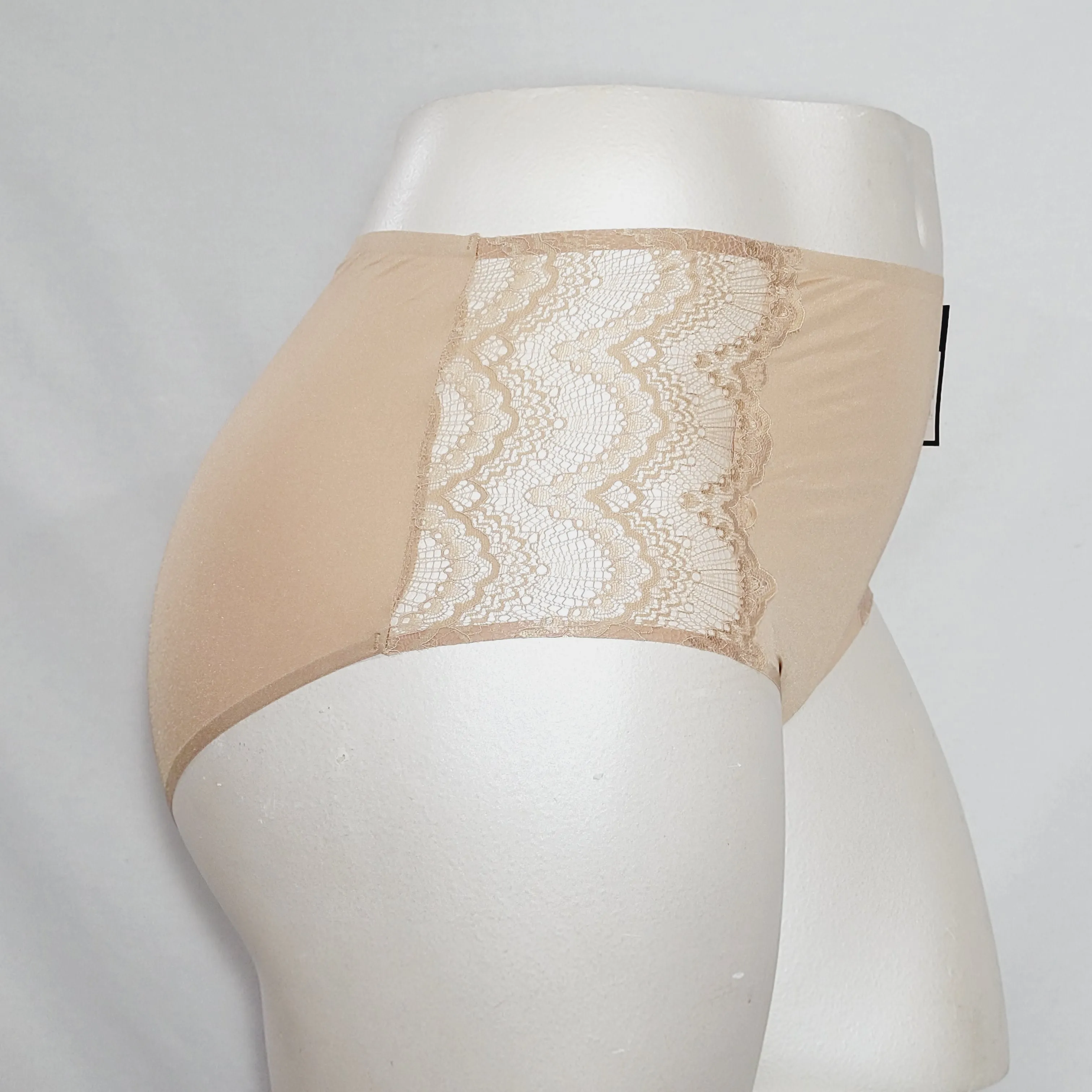 Ava & Viv High Waist Bonded Briefs with Lace 2X Honey Beige