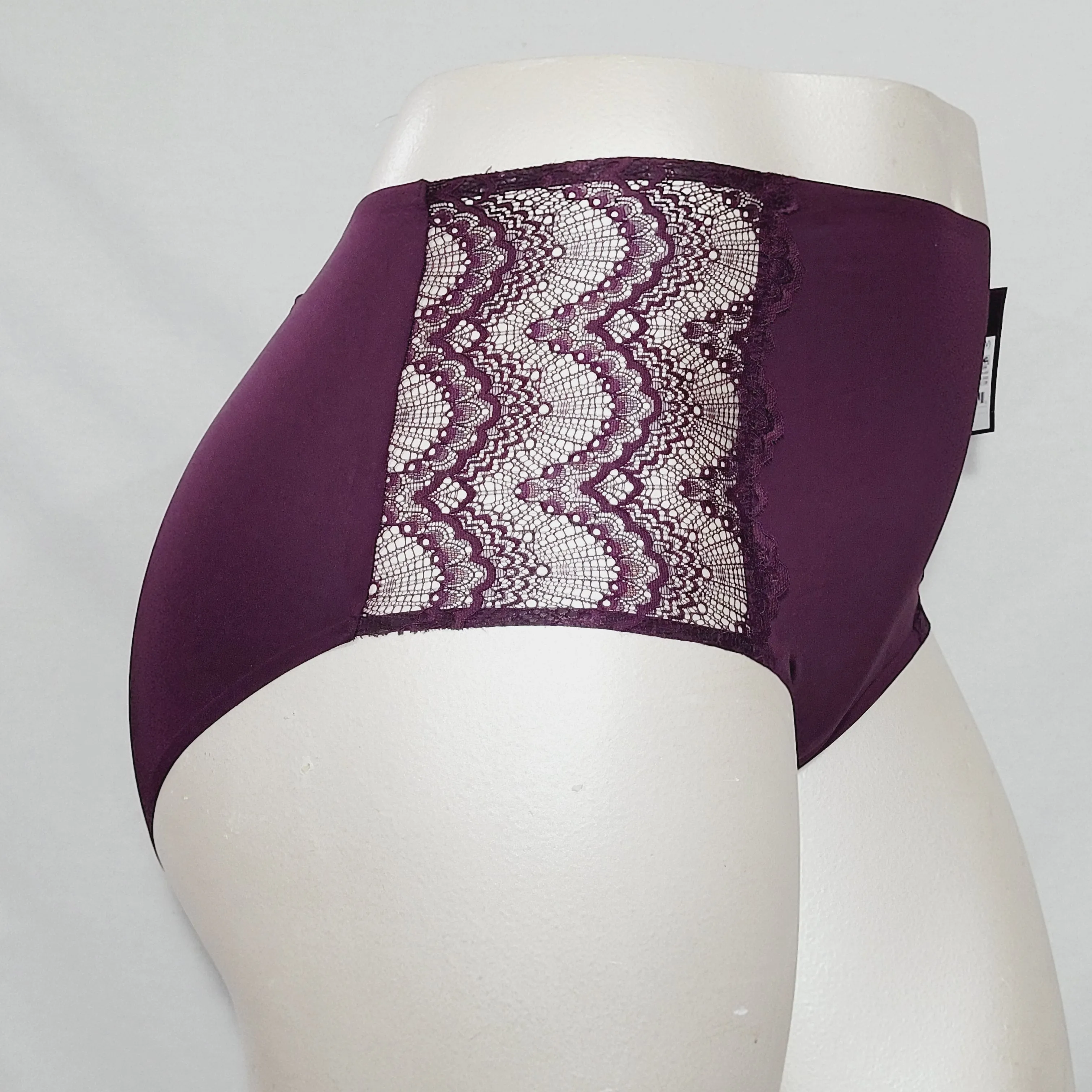 Ava & Viv High Waist Bonded Briefs with Lace 3X Embassy Purple