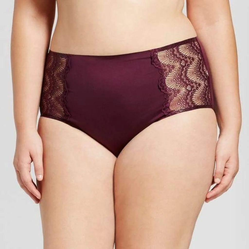 Ava & Viv High Waist Bonded Briefs with Lace 3X Embassy Purple