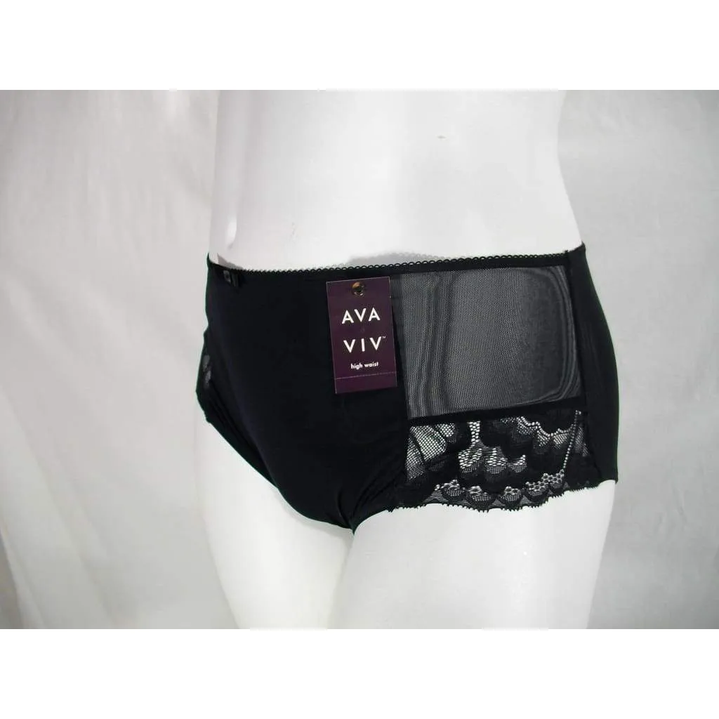 Ava & Viv High Waist Lace Briefs with Lace 3X Ebony Black