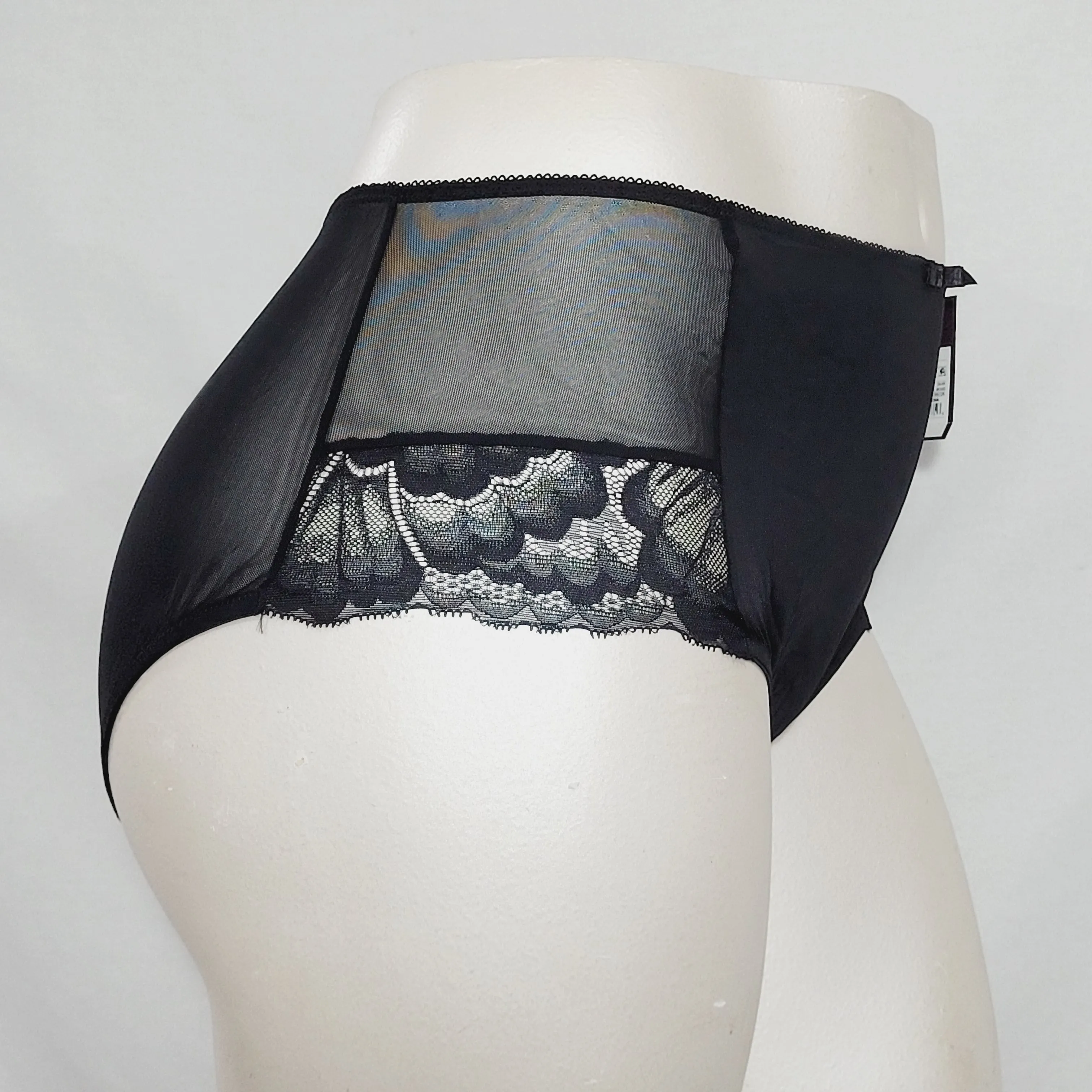 Ava & Viv High Waist Lace Briefs with Lace 3X Ebony Black