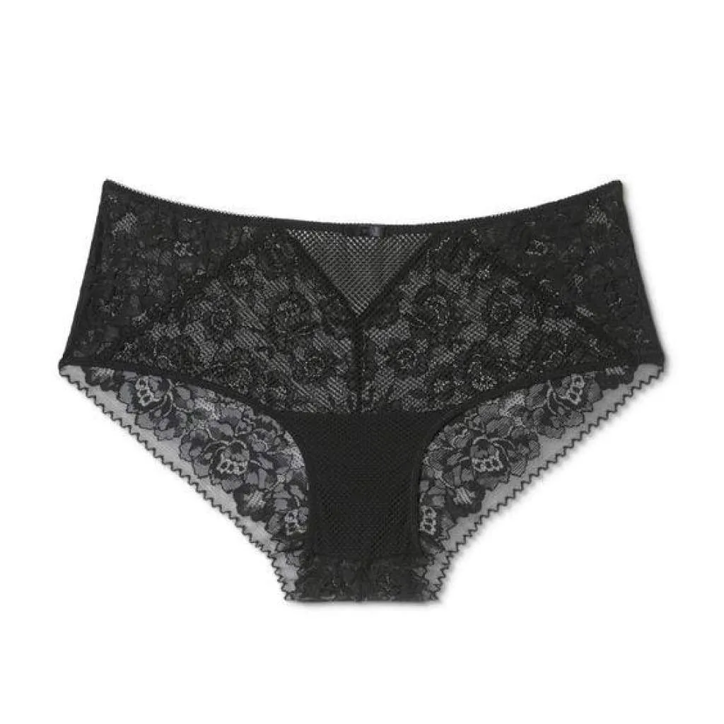 Ava & Viv Plus Size Semi Sheer Lace Hipster 4X Ebony Black