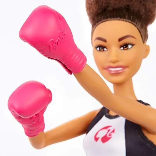 Barbie Boxer Brunette Doll with Boxing Outfit and Pink Boxing Gloves