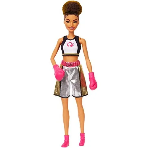 Barbie Boxer Brunette Doll with Boxing Outfit and Pink Boxing Gloves