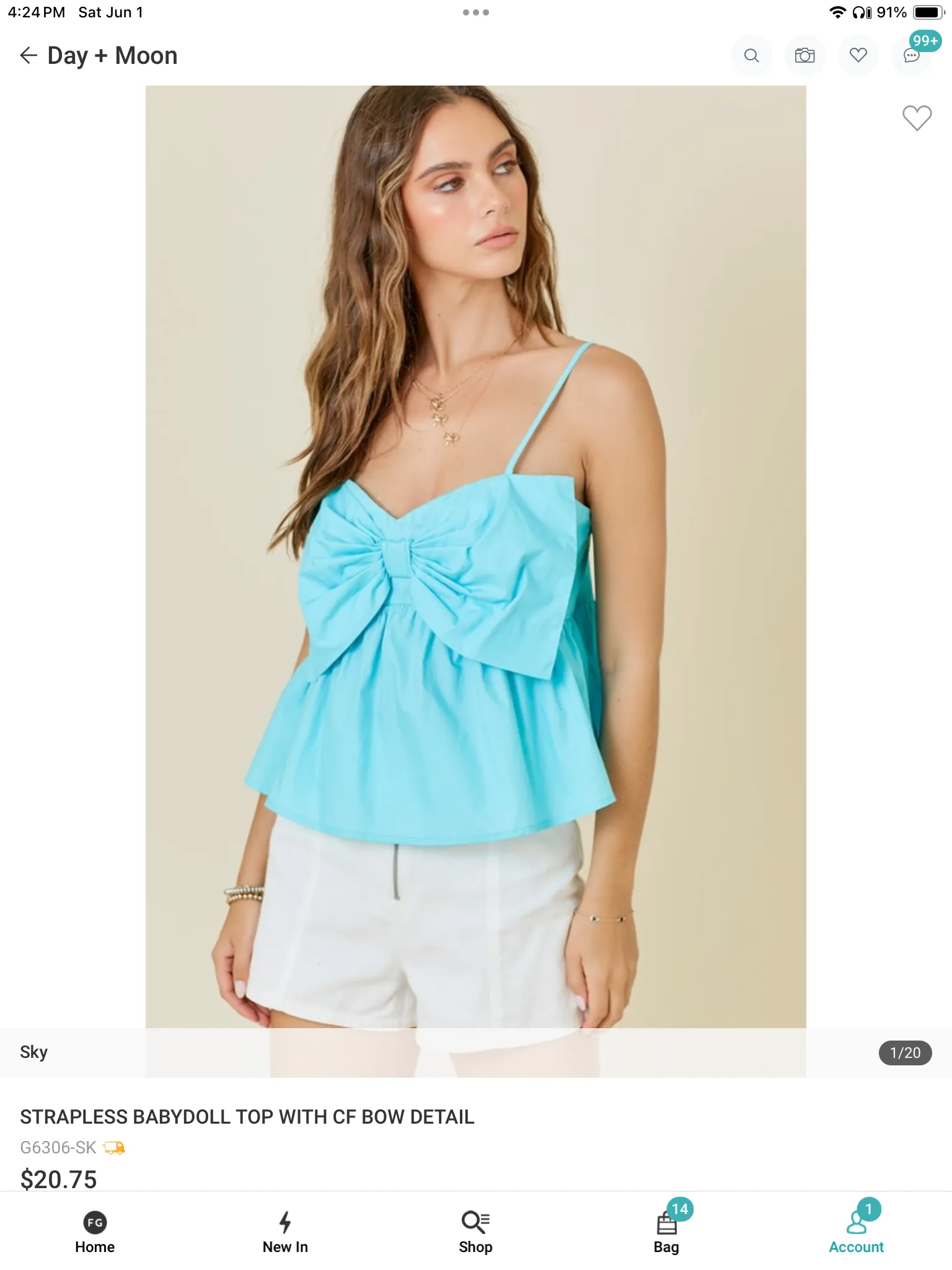 Blue bow sleeveless top