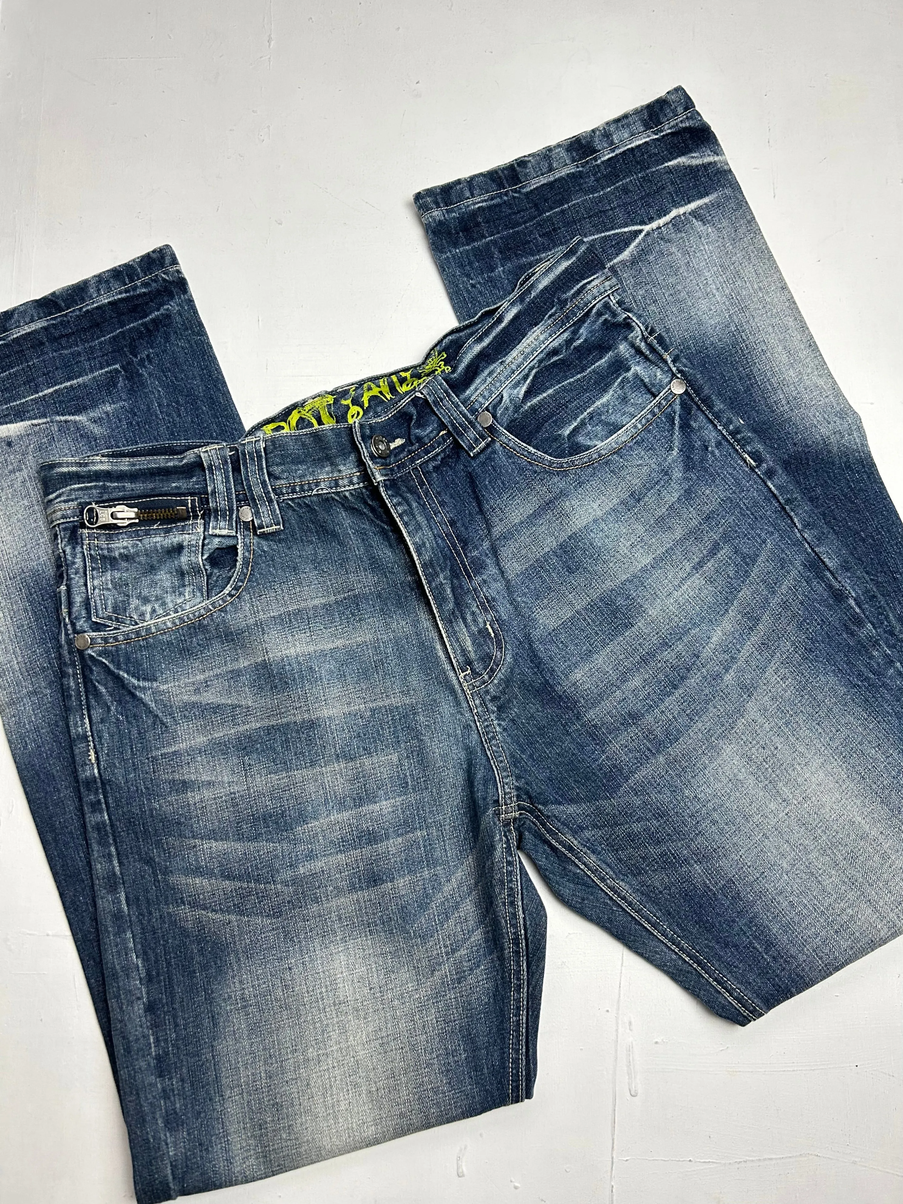 Blue denim low waist baggy pants (L)