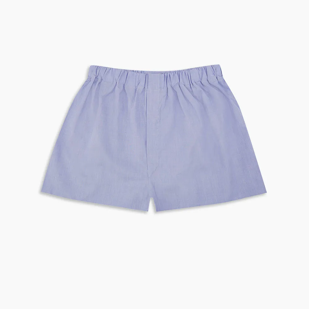 Blue End-On-End Cotton Boxer Shorts