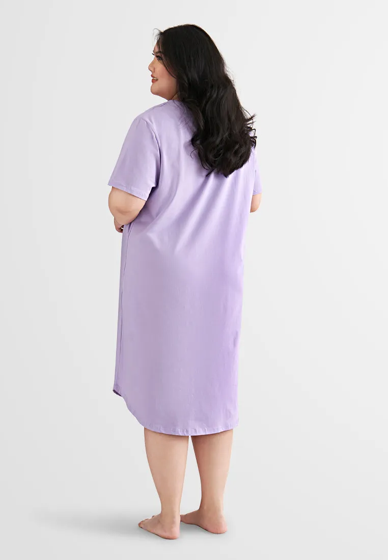 Breakfast Cotton Jersey Sleep Dress - Lilac Toast