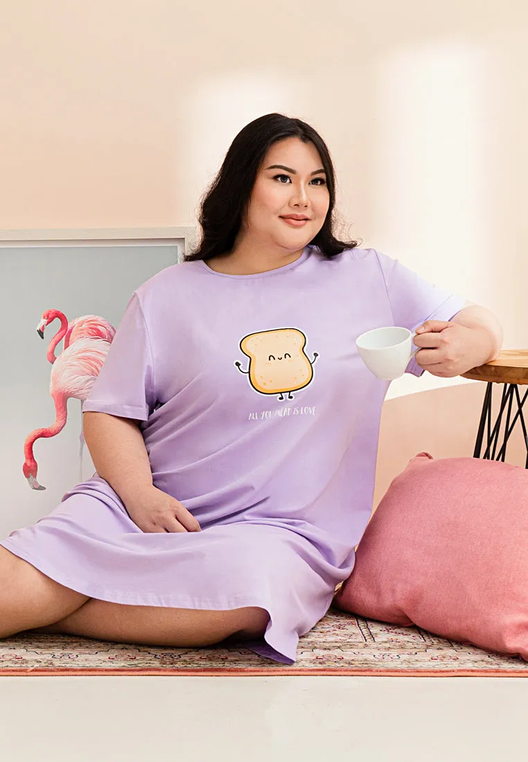 Breakfast Cotton Jersey Sleep Dress - Lilac Toast