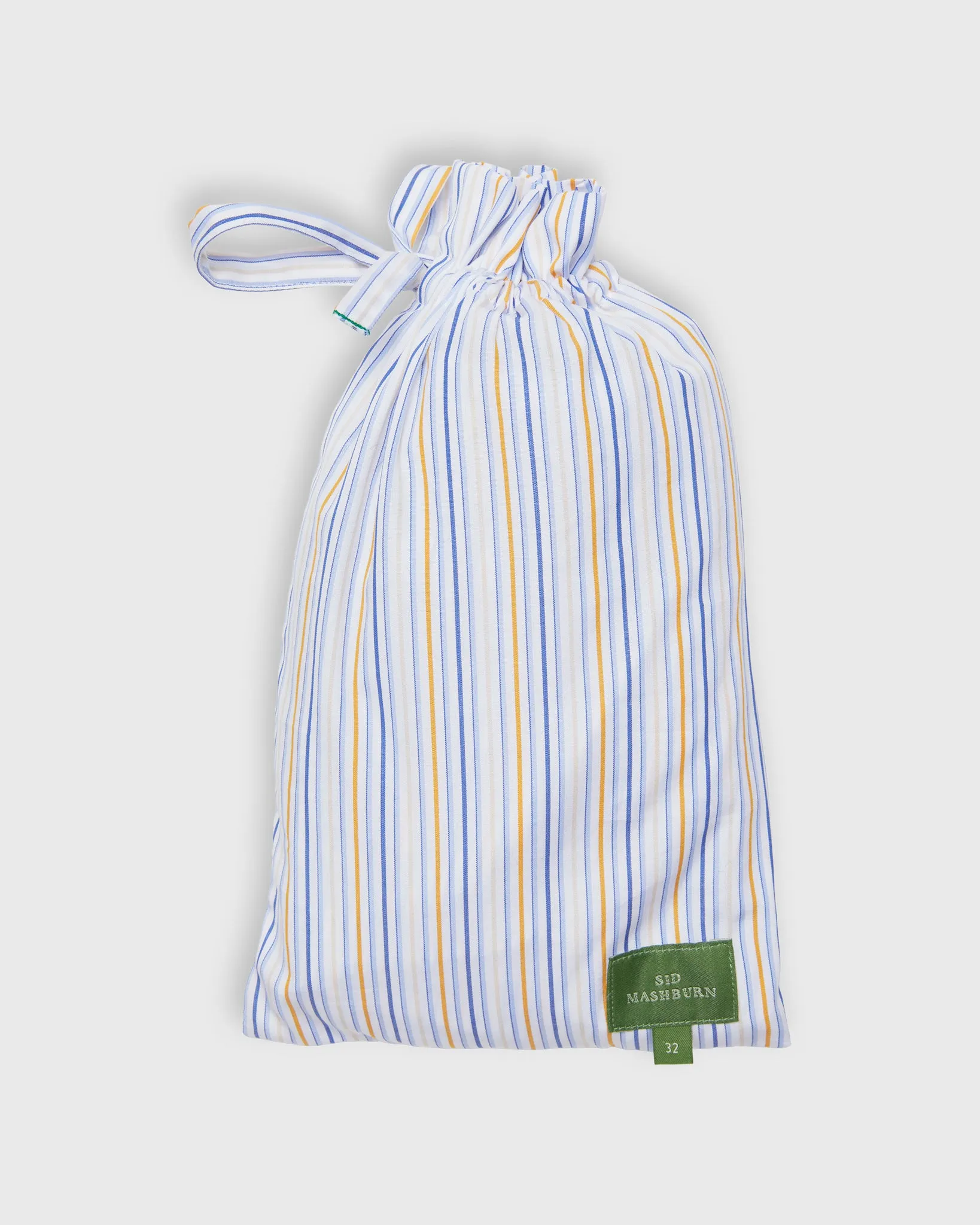 Button-Front Boxer Short in Blue/Yellow/White Multi Stripe Poplin