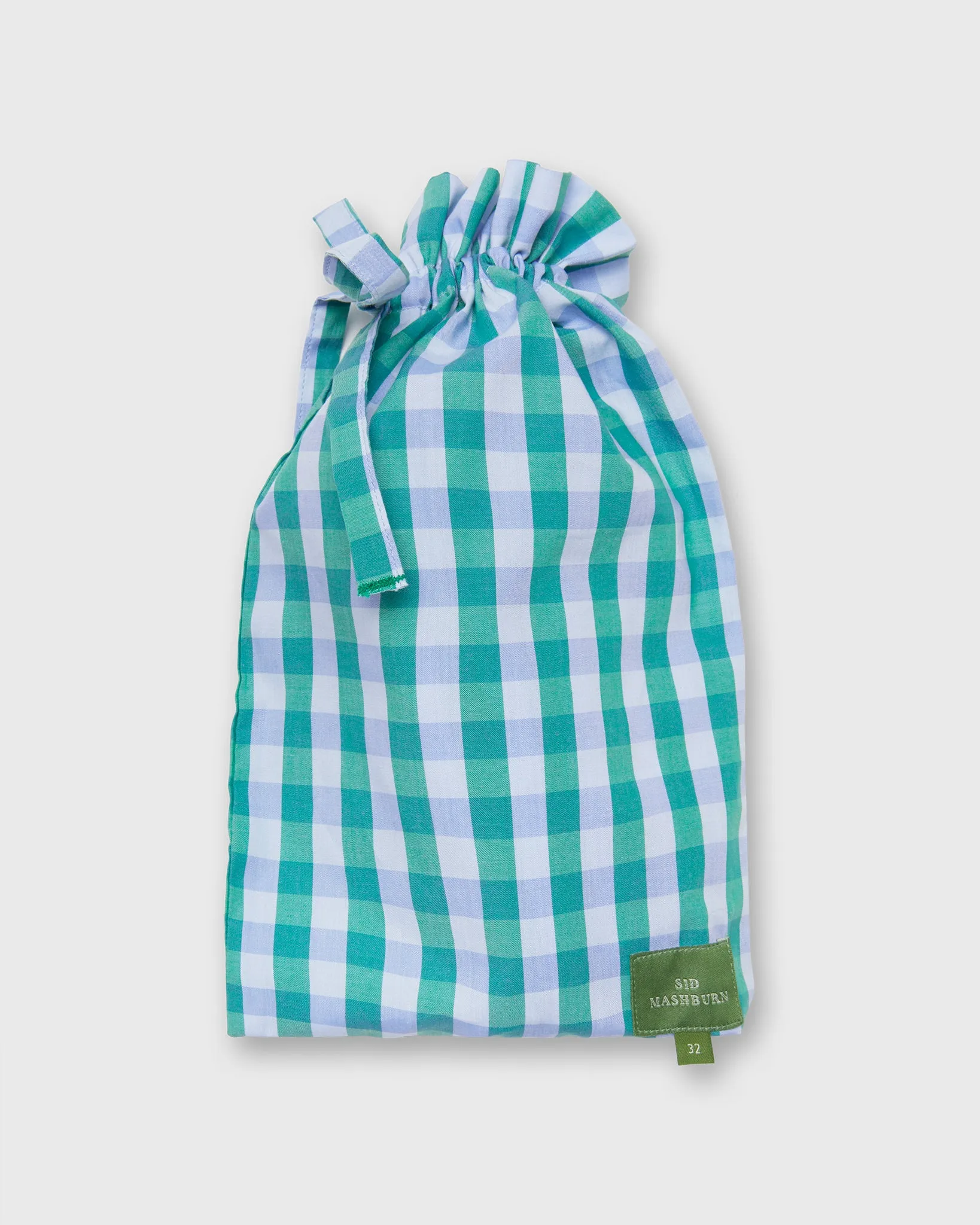 Button-Front Boxer Short in Clover/Sky Gingham Poplin