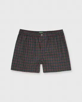 Button-Front Boxer Short in Hunter Tartan Poplin