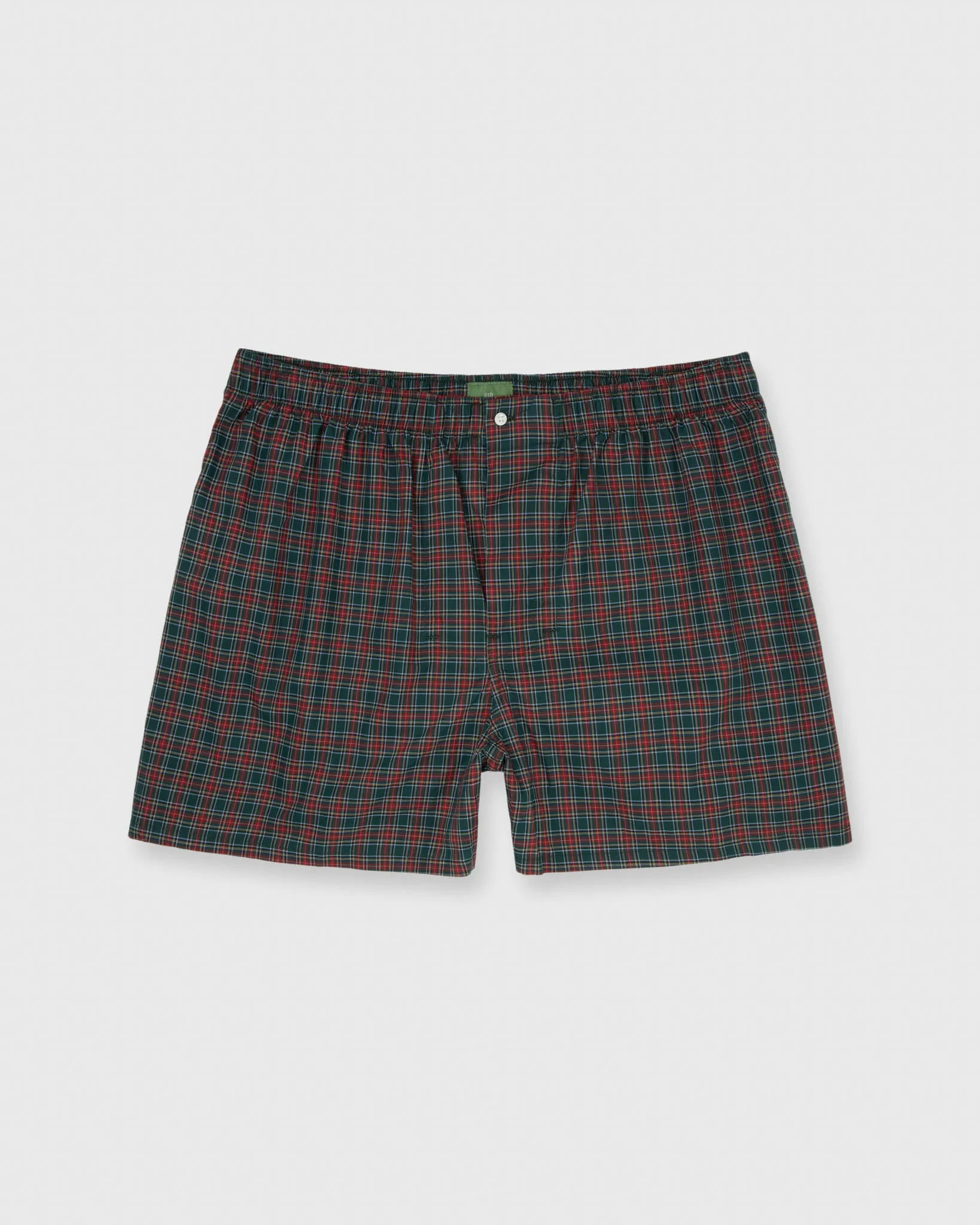 Button-Front Boxer Short in Hunter Tartan Poplin