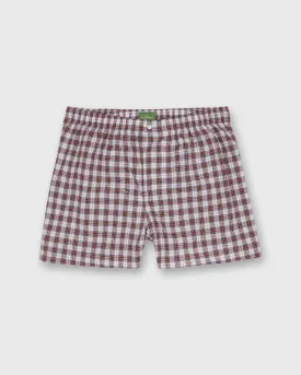 Button-Front Boxer Short in Red/White Dress Stewart Tartan Poplin