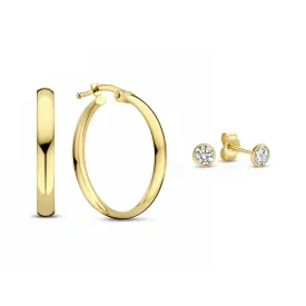 Cadeau d'Isabel 14 karat gold earring set with zirconia stones