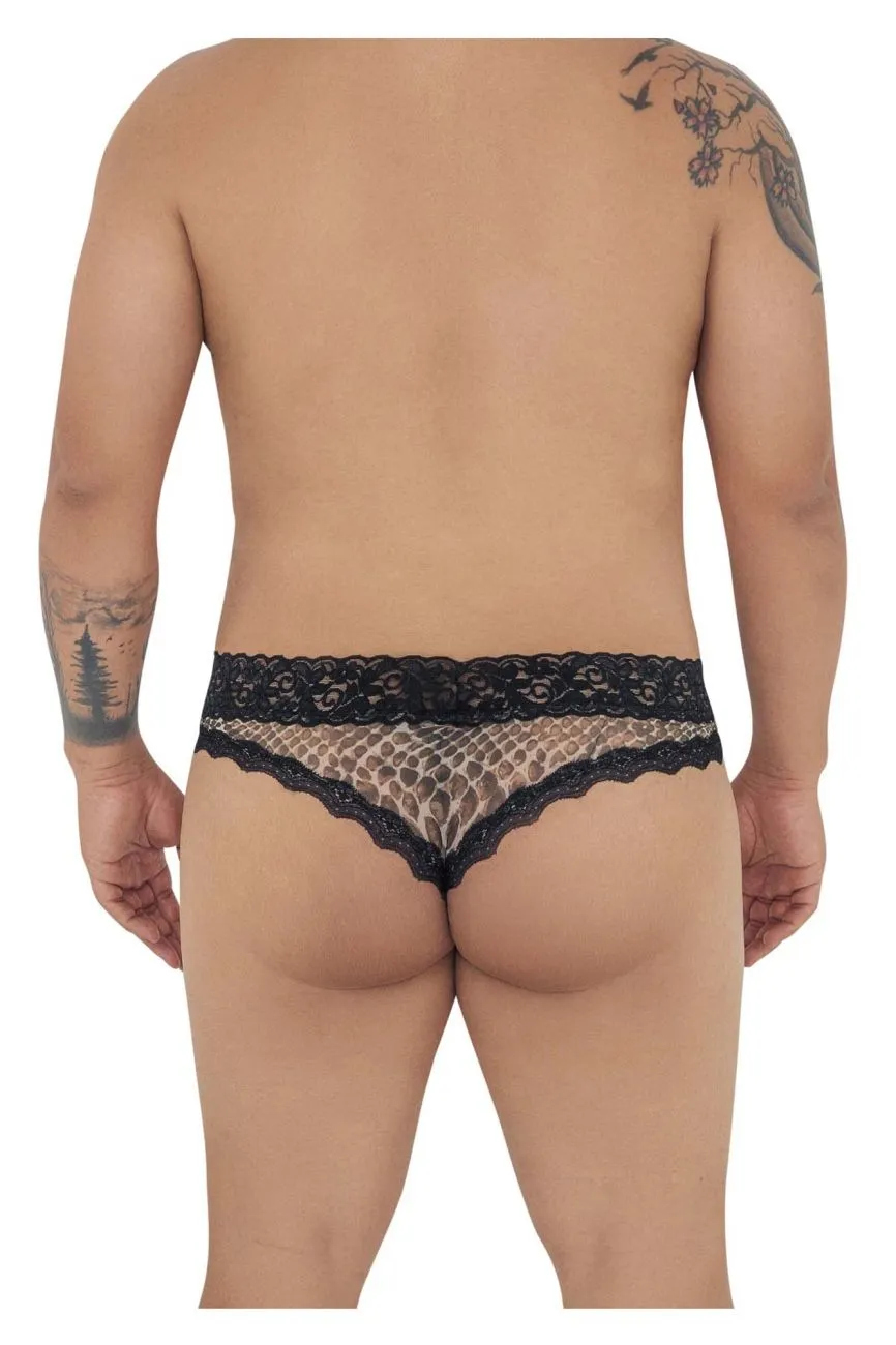 CandyMan 99596X Mesh-Lace Thongs Color Snake Print