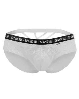 Candyman 99615 Spank Me Lace Briefs White