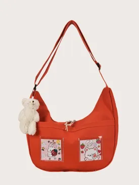 Cartoon Charm Canvas Crossbody Bag