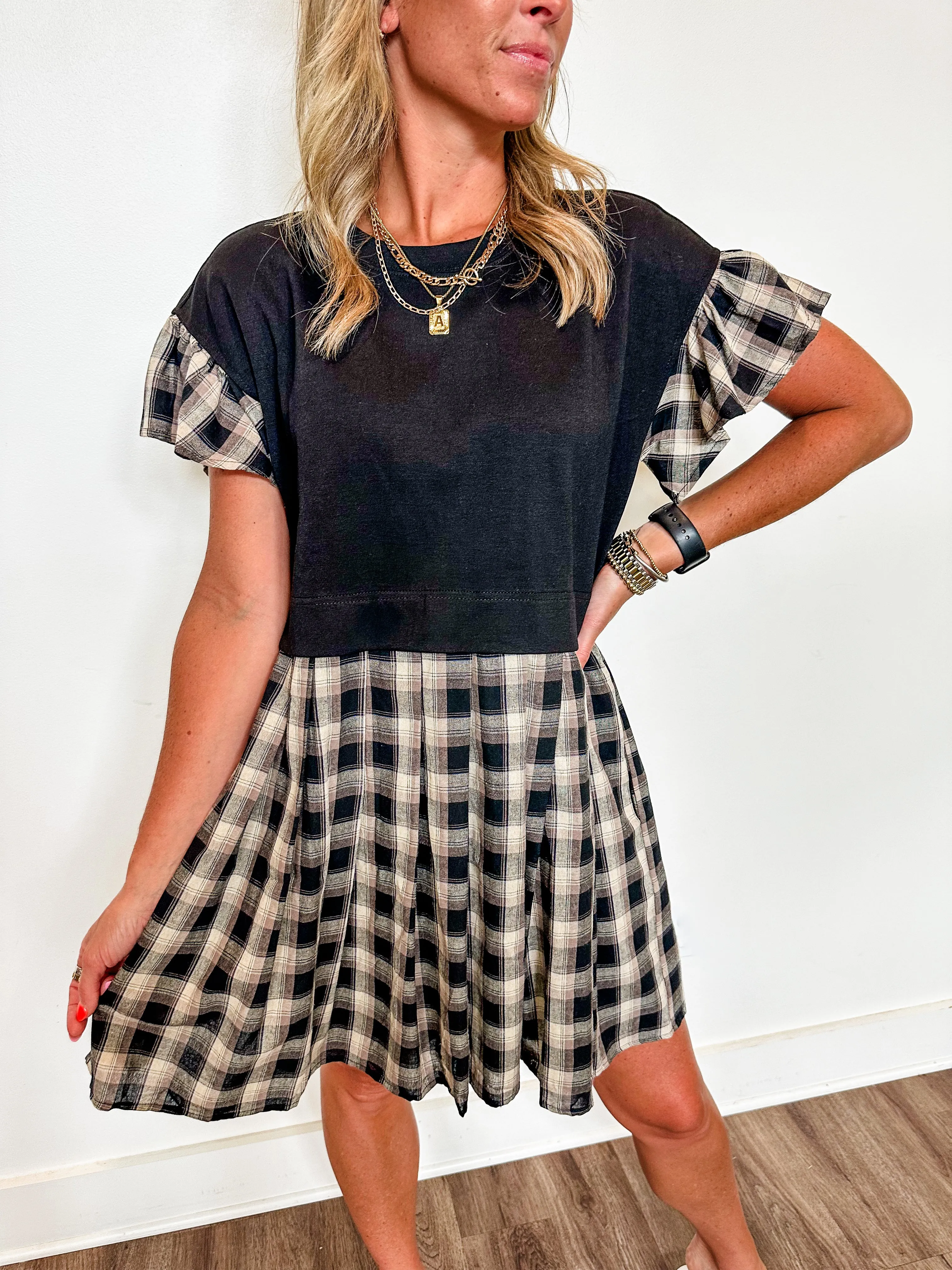 Catching Feelings Flannel Dress