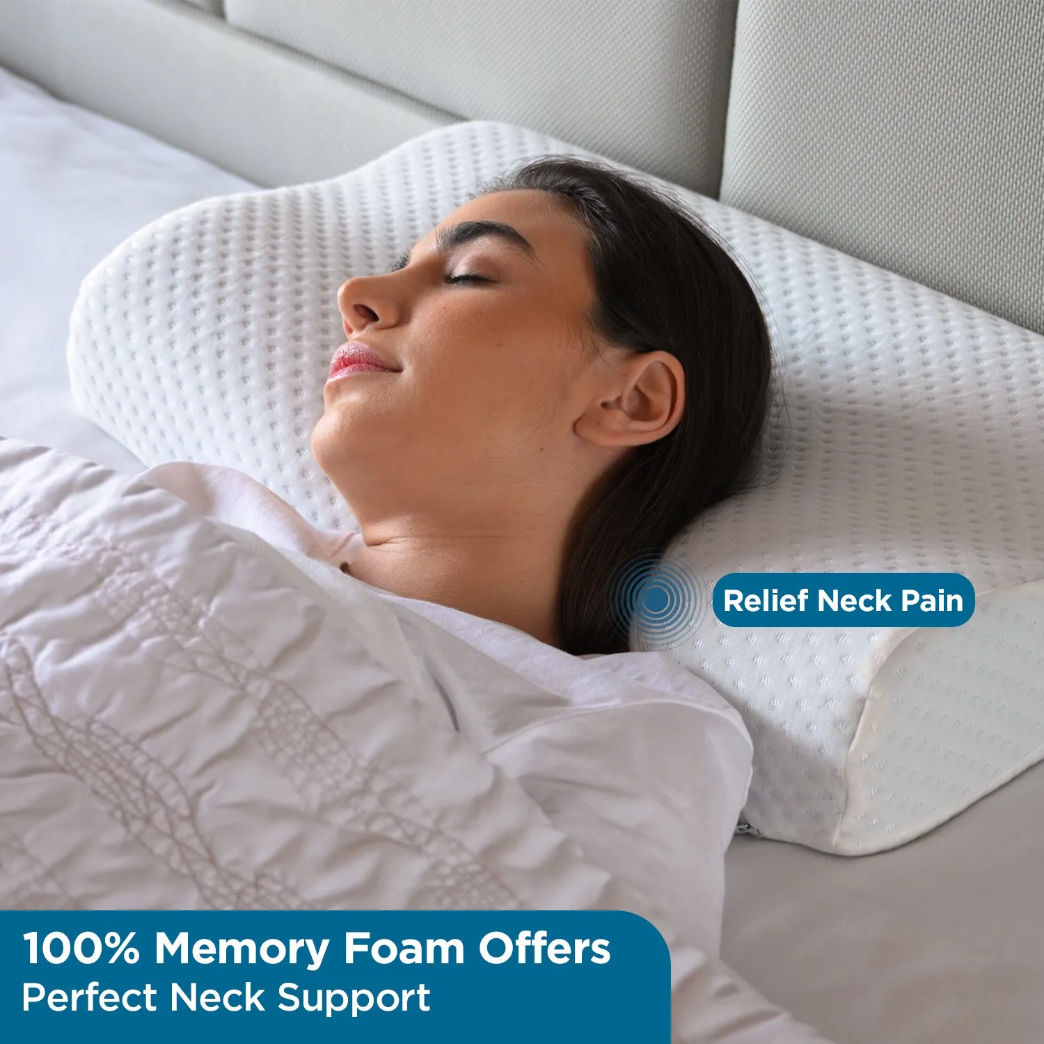 Cervical Pillow for Neck Pain | Contoured Orthopedic Memory Foam Pillow with Cooling Gel