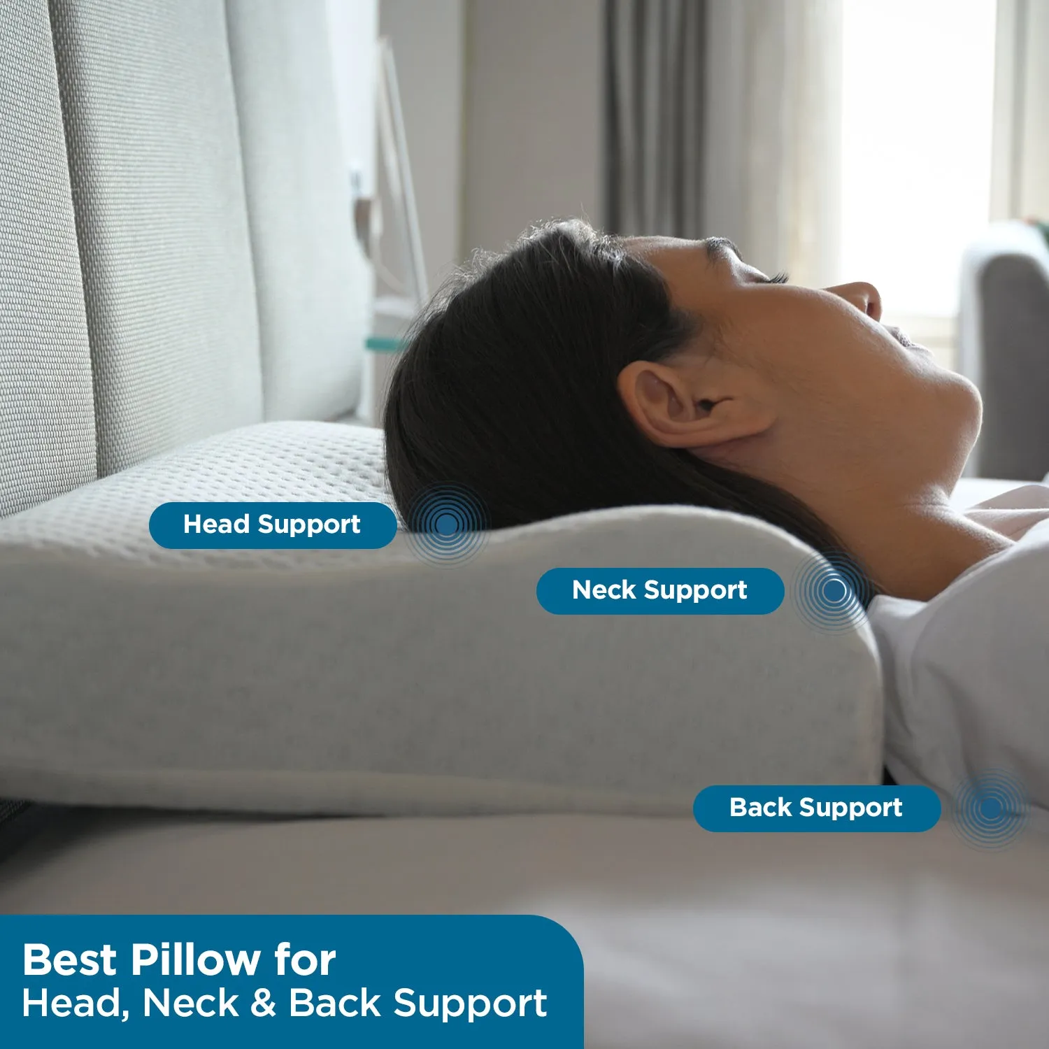 Cervical Pillow for Neck Pain | Contoured Orthopedic Memory Foam Pillow with Cooling Gel