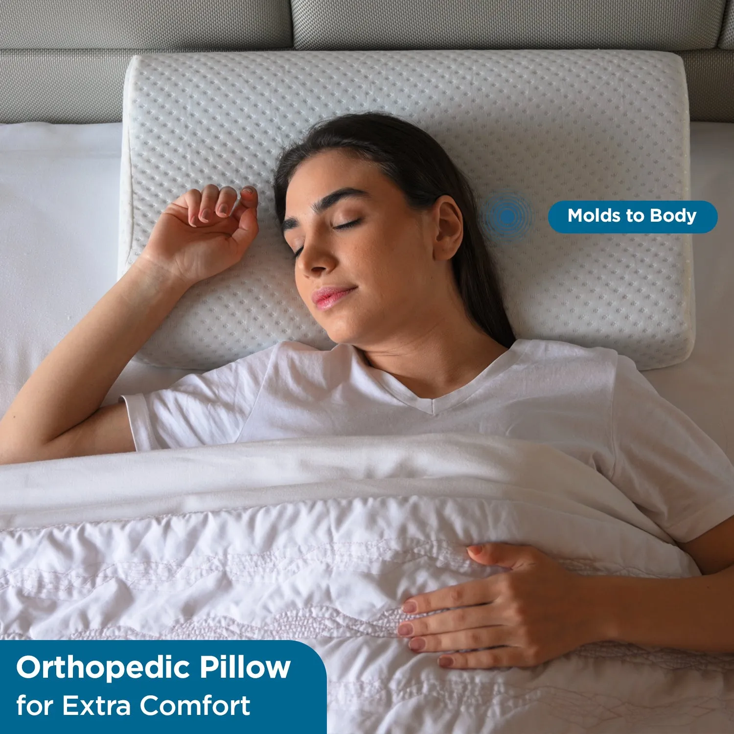 Cervical Pillow for Neck Pain | Contoured Orthopedic Memory Foam Pillow with Cooling Gel