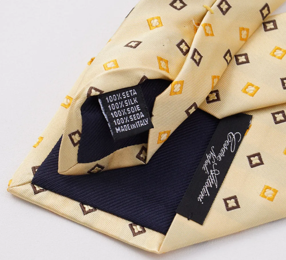 Cesare Attolini Yellow Jacquard Silk Tie