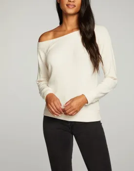 Chaser RPET Love Rib Off the Shoulder Raglan Pullover