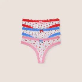 Cherry Print Thongs (3 Pack) - Multi