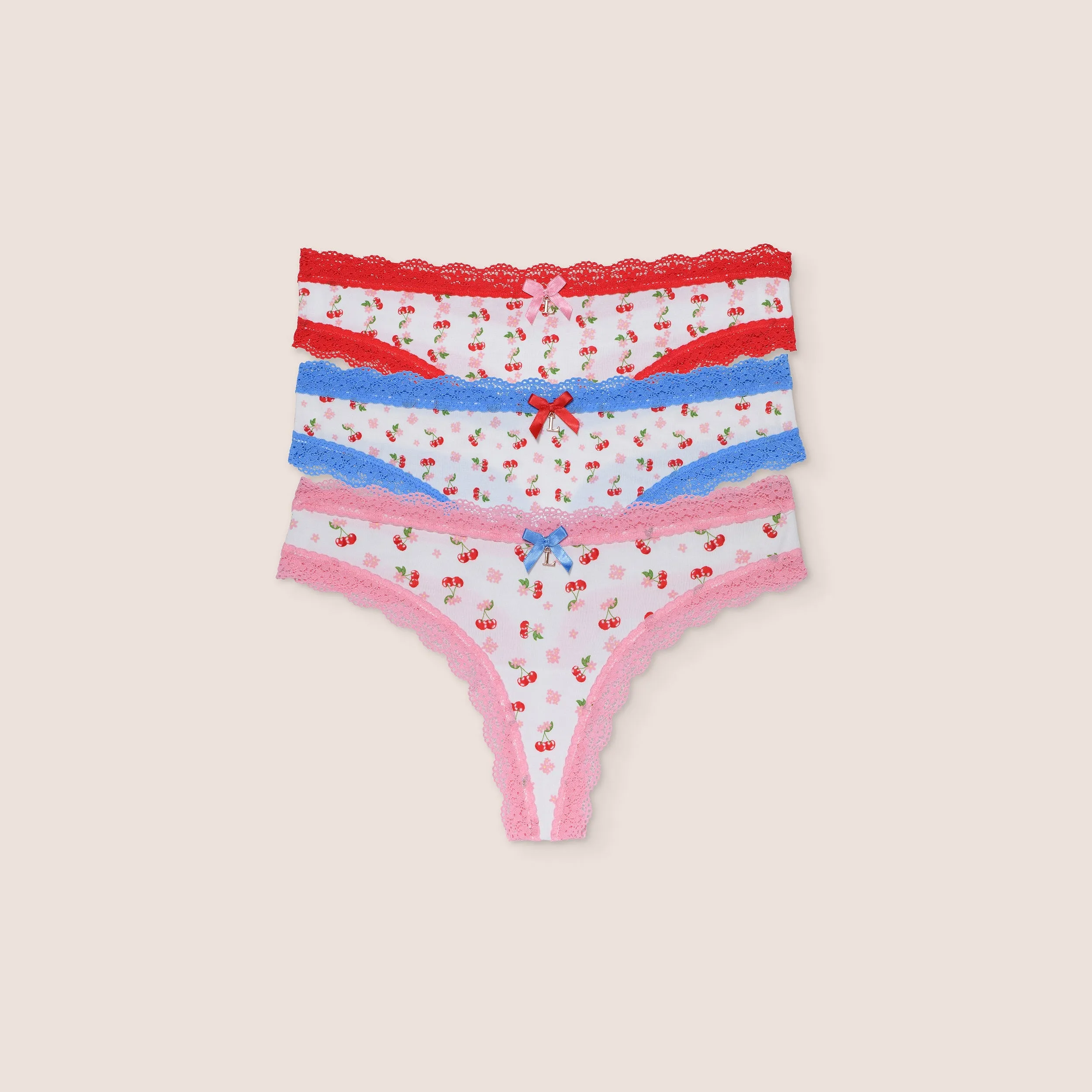 Cherry Print Thongs (3 Pack) - Multi