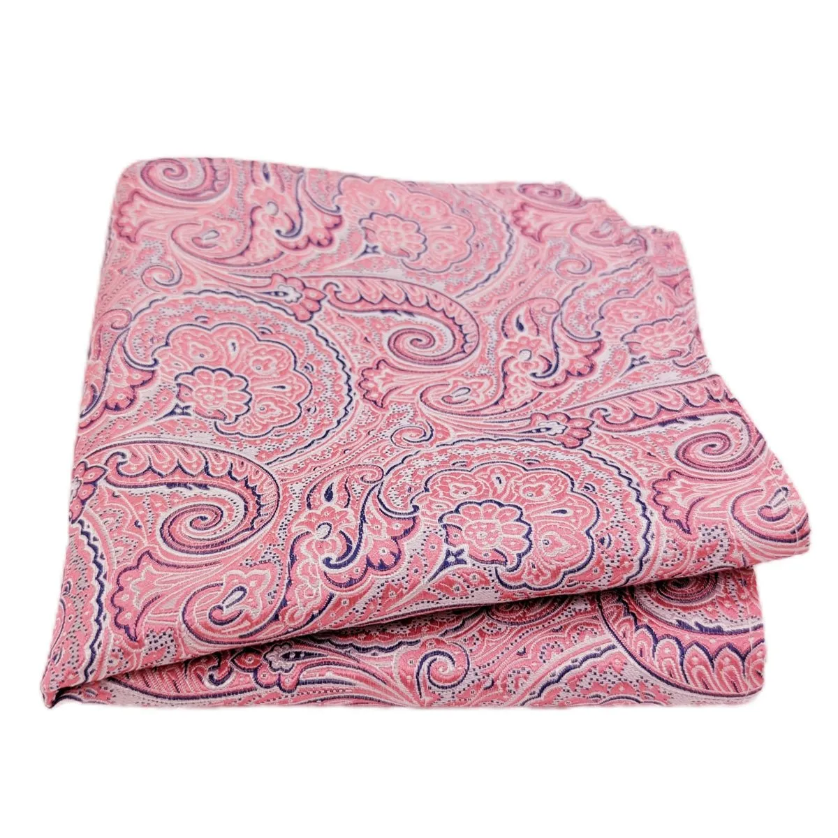 Coral Paisley Silk Pocket Square