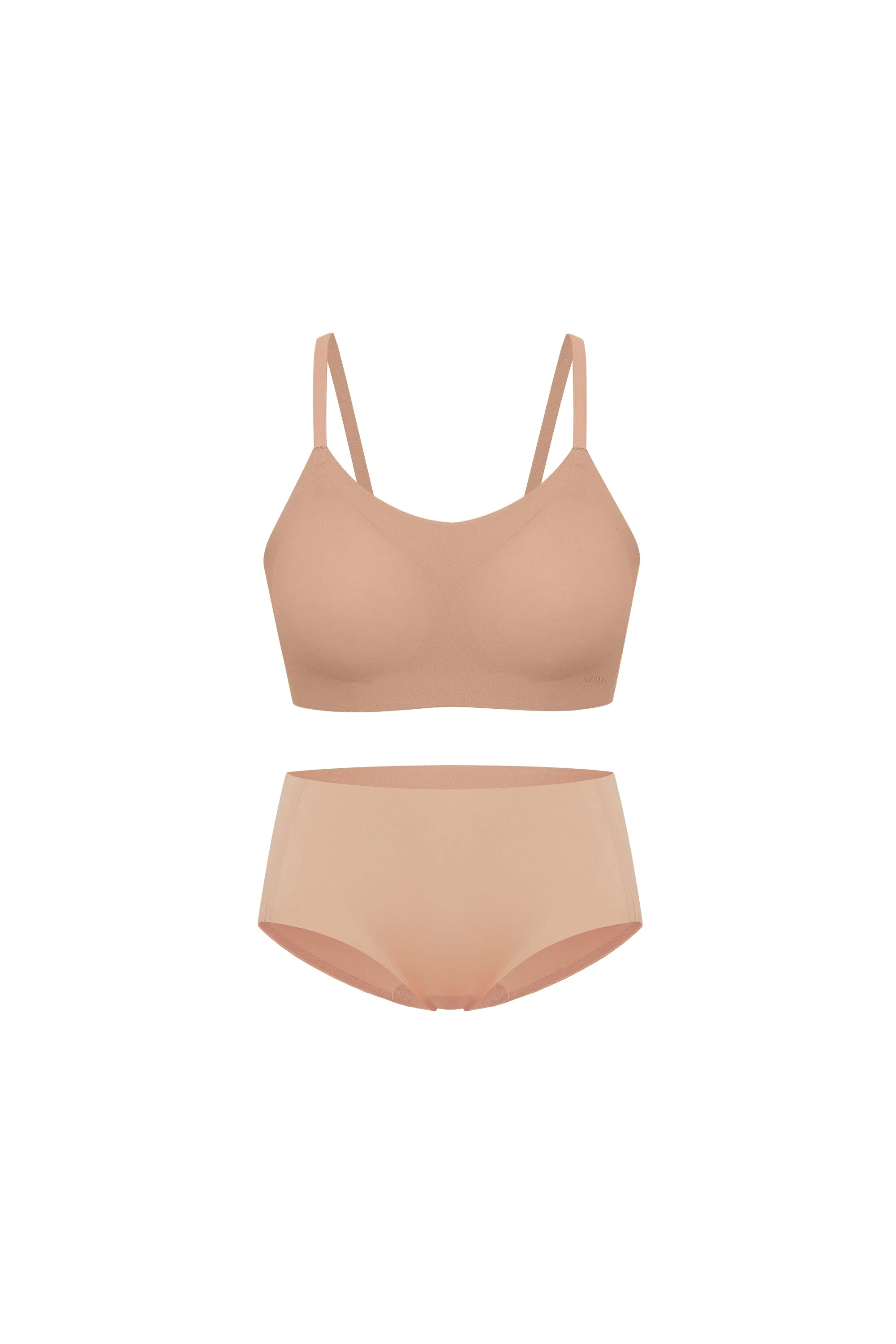 Cotton Barely Zero Spaghetti Strap Bra   Brief Set