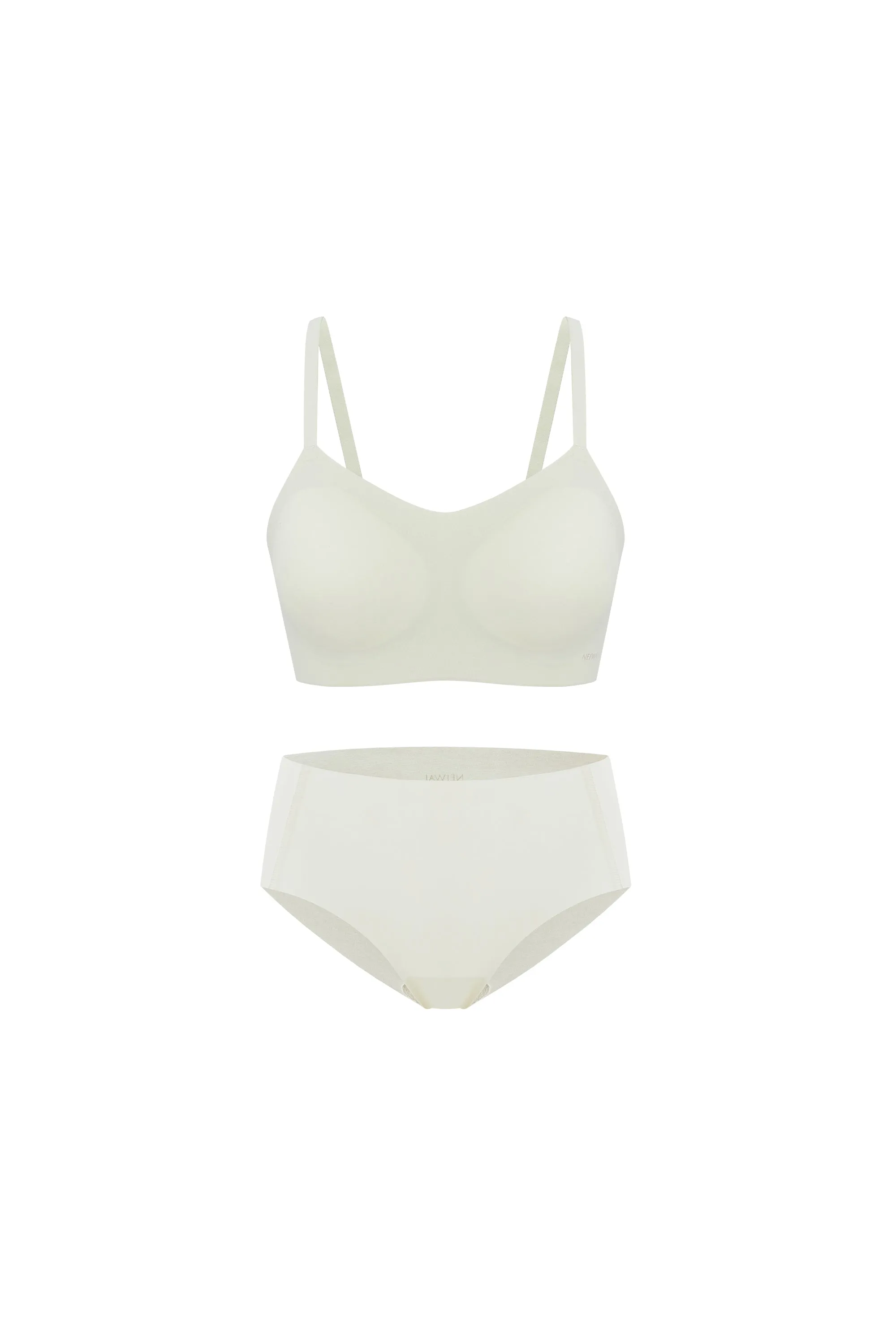 Cotton Barely Zero Spaghetti Strap Bra   Brief Set