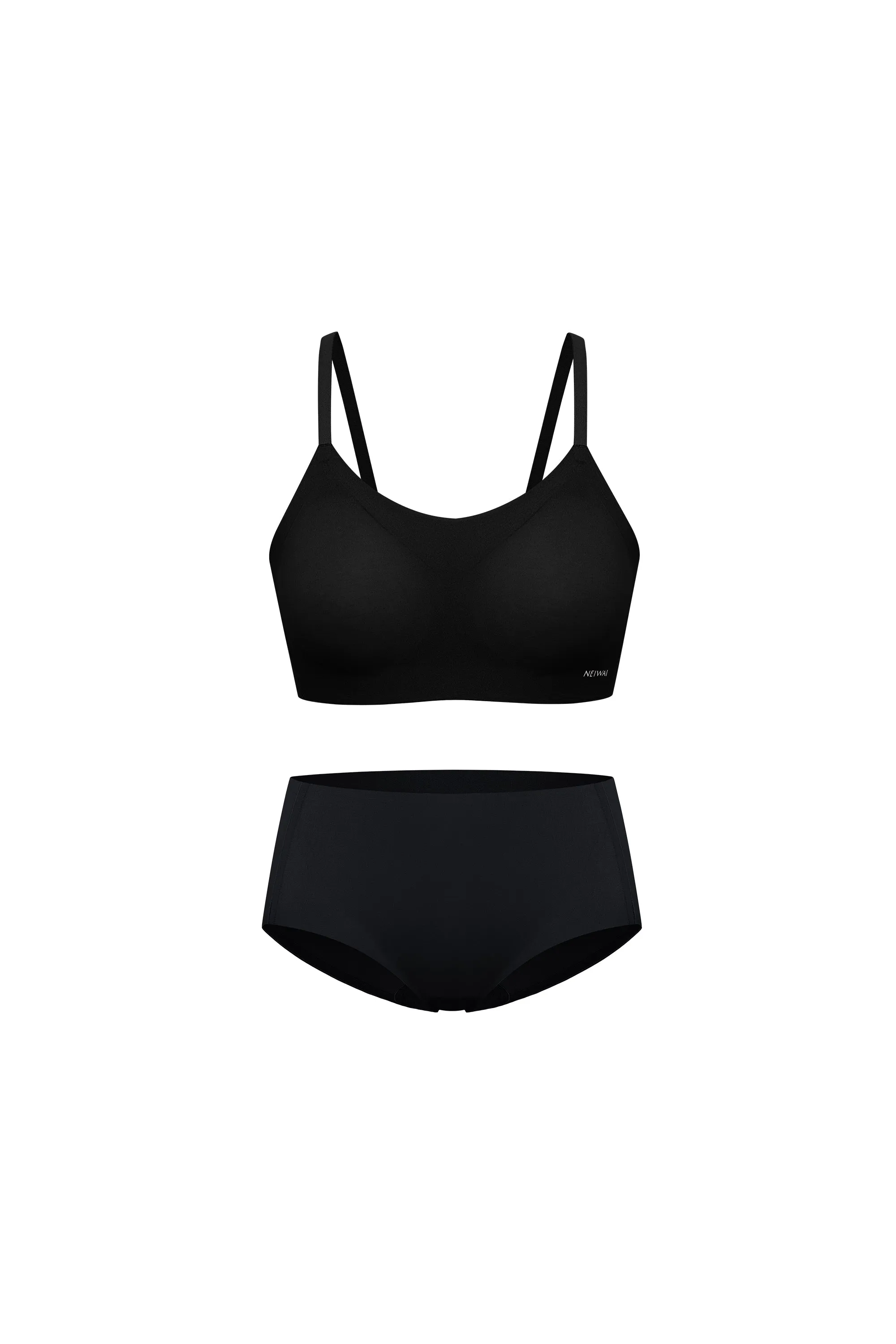 Cotton Barely Zero Spaghetti Strap Bra   Brief Set