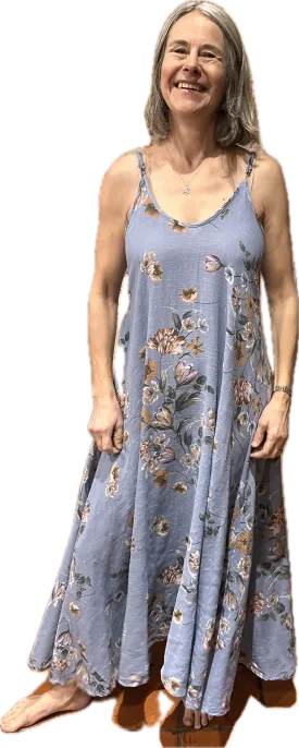 Cotton - Floral Dress - Blue Print