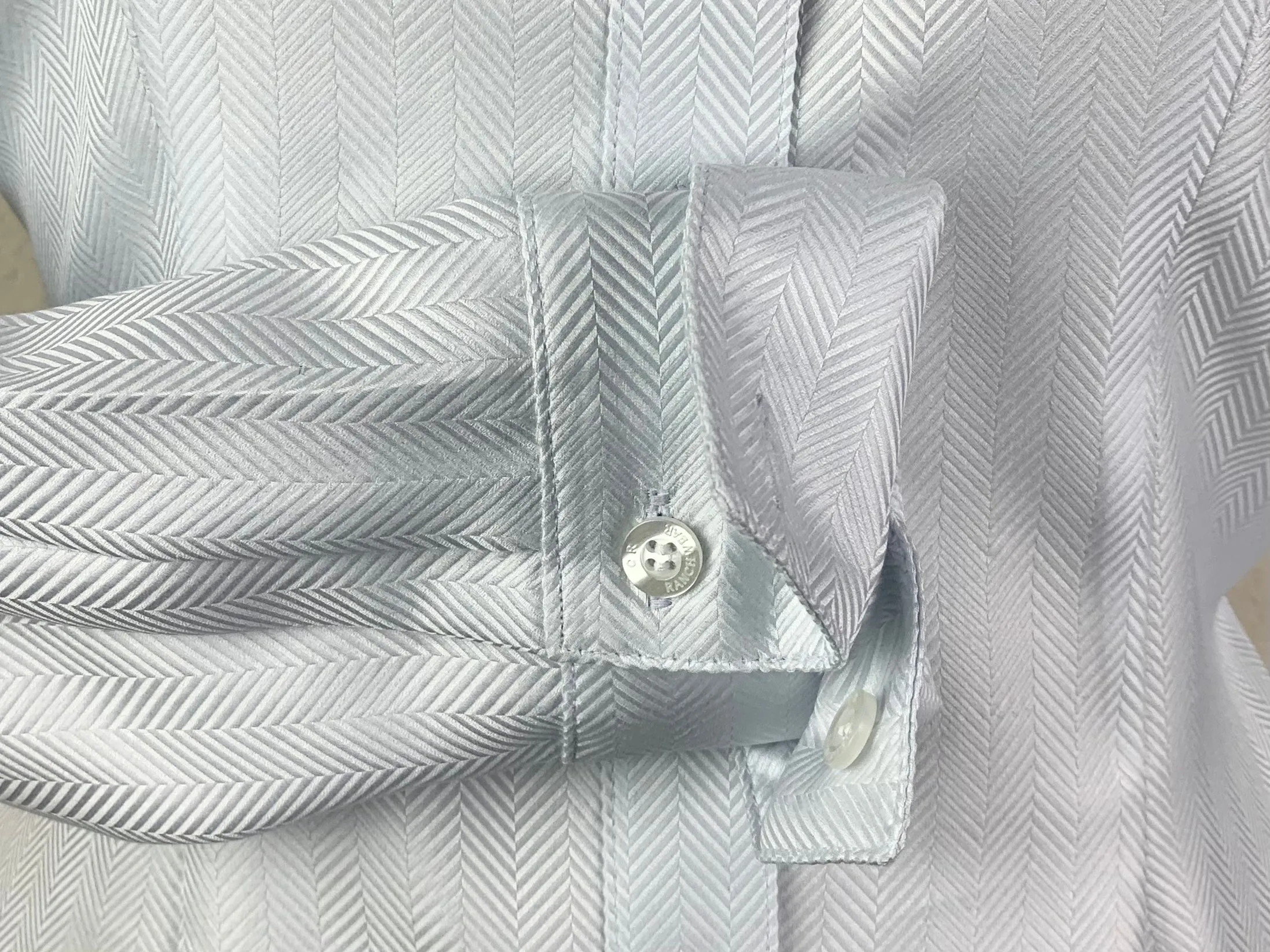 CR Western Pro Light Silver Herringbone Italian Cotton - FINAL SALE