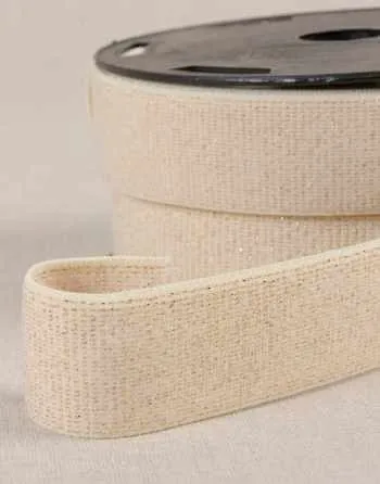 Cream & Gold Metallic Waistband Elastic 30mm