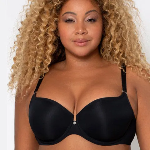 Curvy Couture Tulip Smooth T Shirt Bra Black