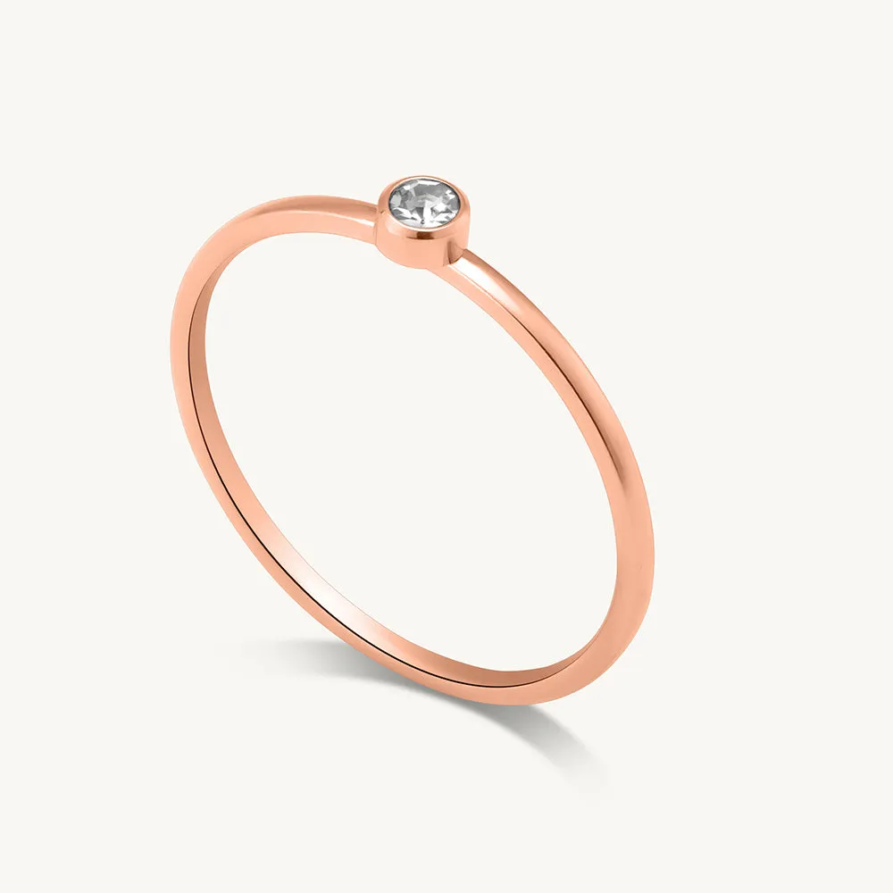 Cute Birthstone Ring | 18k Rose Gold Plated