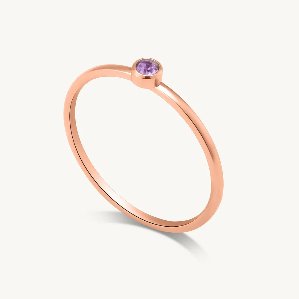 Cute Birthstone Ring | 18k Rose Gold Plated